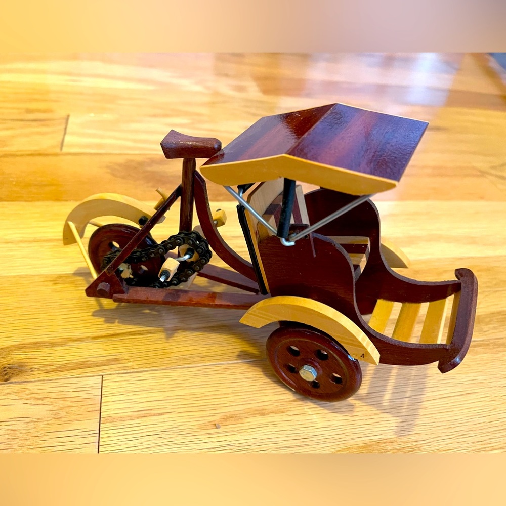 NWOT Vintage Handmade Wooden Miniature Asian Bicycle “Cycle”